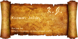 Kuzman Jolán névjegykártya